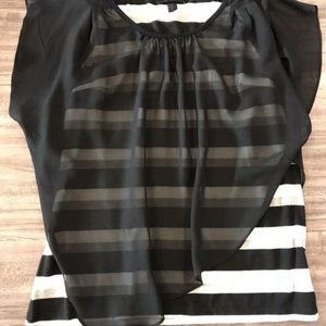 JUNIORS SIZE LARGE TANK W/ SHEER OVERLAY